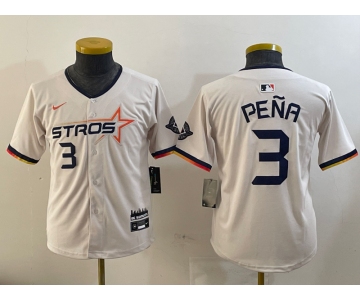 Youth  Houston Astros #3 Jeremy Pena Cream 2025 City Connect Limited Stitched Baseball Jersey