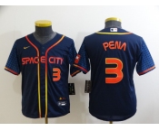 Youth Houston Astros #3 Jeremy Pena Number 2022 Navy Blue City Connect Cool Base Stitched Jersey