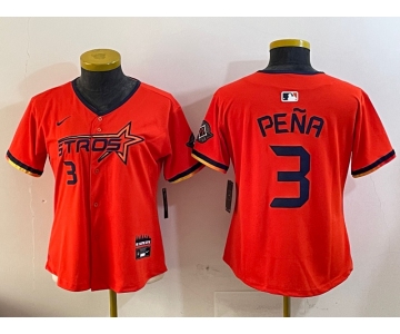 Youth  Houston Astros #3 Jeremy Pena Orange 2025 City Connect Limited Stitched Baseball Jersey