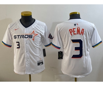 Youth  Houston Astros #3 Jeremy Pena White 2025 City Connect Limited Stitched Baseball Jersey1