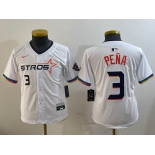 Youth  Houston Astros #3 Jeremy Pena White 2025 City Connect Limited Stitched Baseball Jersey