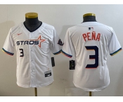 Youth  Houston Astros #3 Jeremy Pena White 2025 City Connect Limited Stitched Baseball Jersey