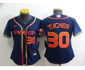 Youth Houston Astros #30 Kyle Tucker Number 2022 Navy Blue City Connect Cool Base Stitched Jersey