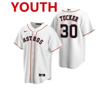 Youth Houston Astros #30 Kyle Tucker White Cool Base Stitched Jersey