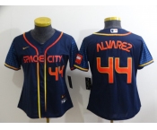 Youth Houston Astros #44 Yordan Alvarez Number 2022 Navy Blue City Connect Cool Base Stitched Jersey