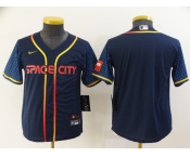 Youth Houston Astros Blank 2022 Navy Blue City Connect Cool Base Stitched Jersey
