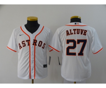 Youth Nike Houston Astros #27 Jose Altuve Authentic White Alternate Cool Base Baseball Jersey