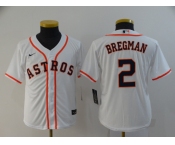 Youth Nike Houston Astros#2 Alex Bregman Authentic White Alternate Cool Base Baseball Jersey