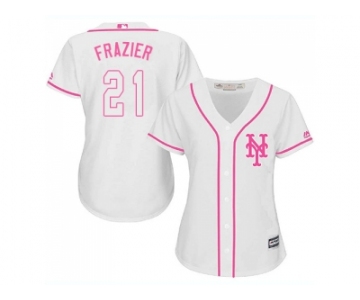 Women New York Mets #21 Todd Frazier White Pink Fashion Stitched MLB Jersey