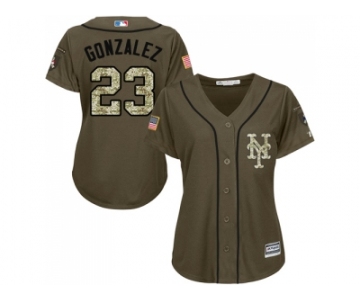 Women New York Mets #23 Adrian Gonzalez Green Salute to Service Stitched MLB Jersey