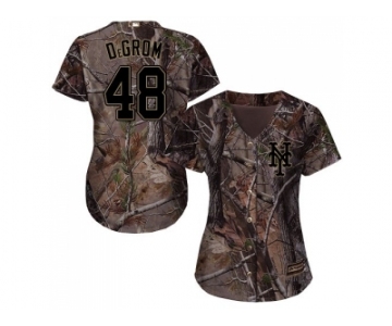 Women New York Mets #48 Jacob deGrom Camo Realtree Collection Cool Base Stitched MLB Jersey