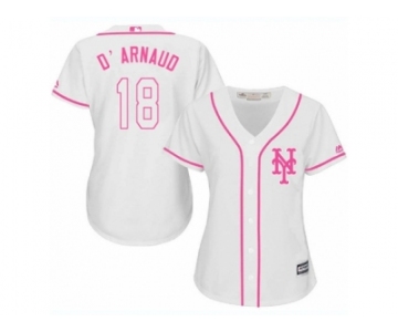 Women's Majestic New York Mets #18 Travis d'Arnaud Authentic White Fashion Cool Base MLB Jersey
