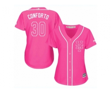 Women's Majestic New York Mets #30 Michael Conforto Replica Pink Fashion Cool Base MLB Jersey