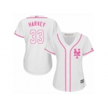 Women's Majestic New York Mets #33 Matt Harvey Authentic White Fashion Cool Base MLB Jersey