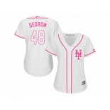 Women's Majestic New York Mets #48 Jacob deGrom Authentic White Fashion Cool Base MLB Jersey