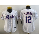 Women's New York Mets #12 Francisco Lindor White 2025 Spring Training Cool Base Stitched Baseball Jersey