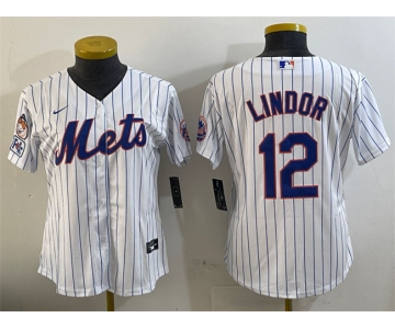 Women's New York Mets #12 Francisco Lindor White 2025 Spring Training Cool Base Stitched Baseball Jersey