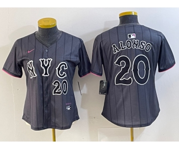 Women's New York Mets #20 Pete Alonso Number Grey 2024 City Connect Cool Base Stitched Jersey