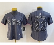 Women's New York Mets #22 Juan Soto Graphite 2024 City Connect Limited Stitched Baseball Jersey