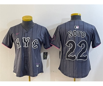 Women's New York Mets #22 Juan Soto Graphite 2024 City Connect Limited Stitched Baseball Jersey