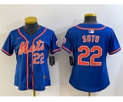 Women's New York Mets #22 Juan Soto Royal 2024 Alternate Limited Stitched Baseball Jersey