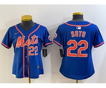 Women's New York Mets #22 Juan Soto Royal 2024 Alternate Limited Stitched Baseball Jersey