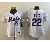 Women's New York Mets #22 Juan Soto White 2024 Home Limited Stitched Baseball Jersey