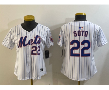 Women's New York Mets #22 Juan Soto White 2024 Home Limited Stitched Baseball Jersey