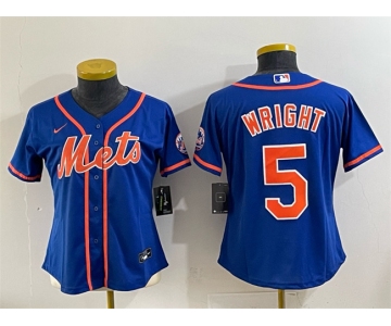 Women's New York Mets #5 David Wright Royal Cool Base Stitched Baseball Jersey