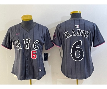 Women's New York Mets #6 Starling Marte Gray 2024 City Connect Cool Base Stitched Jerseys
