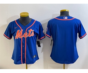 Women's New York Mets Blank Royal Cool Base Stitched Baseball Jersey