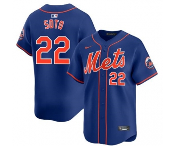 Youth New York Mets #22 Juan Soto Royal 2024 Alternate Limited Stitched Baseball Jersey
