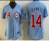 Women's Chicago Cubs #14 Ernie Banks Baby Blue Limited Jersey Women's Chicago Cubs #14 Ernie Banks Baby Blue Limited Jersey