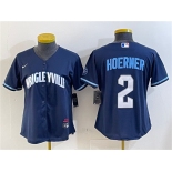 Women's Chicago Cubs #2 Nico Hoerner Navy City Connect Stitched Jersey