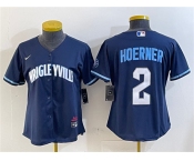Women's Chicago Cubs #2 Nico Hoerner Navy City Connect Stitched Jersey