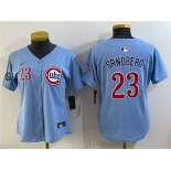 Women's Chicago Cubs #23 Ryne Sandberg Blue 'Ryne Sandberg Tribute' Vapor Limited V2 Stitched Baseball Jersey Women's Chicago Cubs #23 Ryne Sandberg Blue 'Ryne Sandberg Tribute' Vapor Limited V2 Stitched Baseball Jersey