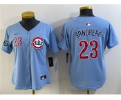 Women's Chicago Cubs #23 Ryne Sandberg Blue 'Ryne Sandberg Tribute' Vapor Limited V2 Stitched Baseball Jersey Women's Chicago Cubs #23 Ryne Sandberg Blue 'Ryne Sandberg Tribute' Vapor Limited V2 Stitched Baseball Jersey