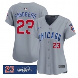 Women's Chicago Cubs #23 Ryne Sandberg Gray 'Ryne Sandberg Tribute' Vapor Limited V3 Stitched Baseball Jersey Women's Chicago Cubs #23 Ryne Sandberg Gray 'Ryne Sandberg Tribute' Vapor Limited V3 Stitched Baseball Jersey