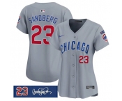 Women's Chicago Cubs #23 Ryne Sandberg Gray 'Ryne Sandberg Tribute' Vapor Limited V3 Stitched Baseball Jersey Women's Chicago Cubs #23 Ryne Sandberg Gray 'Ryne Sandberg Tribute' Vapor Limited V3 Stitched Baseball Jersey