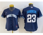 Women's Chicago Cubs #23 Ryne Sandberg Navy City Connect Stitched Jersey