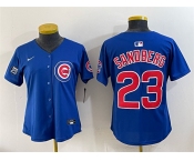Women's Chicago Cubs #23 Ryne Sandberg Royal 'Ryne Sandberg Tribute' Vapor Limited V2 Stitched Baseball Jersey Women's Chicago Cubs #23 Ryne Sandberg Royal 'Ryne Sandberg Tribute' Vapor Limited V2 Stitched Baseball Jersey
