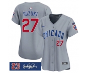 Women's Chicago Cubs #27 Seiya Suzuki Gray 'Ryne Sandberg Tribute' Vapor Limited V3 Stitched Baseball Jersey Women's Chicago Cubs #27 Seiya Suzuki Gray 'Ryne Sandberg Tribute' Vapor Limited V3 Stitched Baseball Jersey