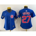 Women's Chicago Cubs #27 Seiya Suzuki Royal 'Ryne Sandberg Tribute' Vapor Limited V2 Stitched Baseball Jersey Women's Chicago Cubs #27 Seiya Suzuki Royal 'Ryne Sandberg Tribute' Vapor Limited V2 Stitched Baseball Jersey