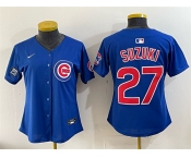 Women's Chicago Cubs #27 Seiya Suzuki Royal 'Ryne Sandberg Tribute' Vapor Limited V2 Stitched Baseball Jersey Women's Chicago Cubs #27 Seiya Suzuki Royal 'Ryne Sandberg Tribute' Vapor Limited V2 Stitched Baseball Jersey