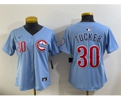 Women's Chicago Cubs #30 Kyle Tucker Blue 2024 25 2nd Alternatemited Stitched Baseball Jersey