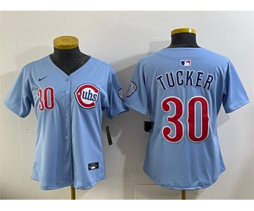 Women's Chicago Cubs #30 Kyle Tucker Blue 2024 25 2nd Alternatemited Stitched Baseball Jersey