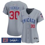 Women's Chicago Cubs #30 Kyle Tucker Gray 'Ryne Sandberg Tribute' Vapor Limited V3 Stitched Baseball Jersey Women's Chicago Cubs #30 Kyle Tucker Gray 'Ryne Sandberg Tribute' Vapor Limited V3 Stitched Baseball Jersey