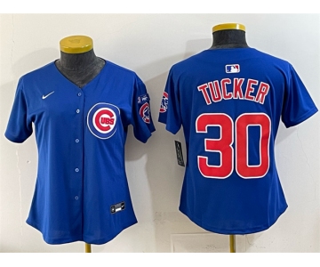 Women's Chicago Cubs #30 Kyle Tucker Royal 'Ryne Sandberg Tribute' Vapor Limited V3 Stitched Baseball Jersey