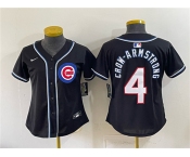 Women's Chicago Cubs #4 Pete Crow-Armstrong 2026 Fashion Replica Black Out Stitched Baseball Jersey