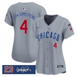 Women's Chicago Cubs #4 Pete Crow-Armstrong Gray 'Ryne Sandberg Tribute' Vapor Limited V3 Stitched Baseball Jersey Women's Chicago Cubs #4 Pete Crow-Armstrong Gray 'Ryne Sandberg Tribute' Vapor Limited V3 Stitched Baseball Jersey